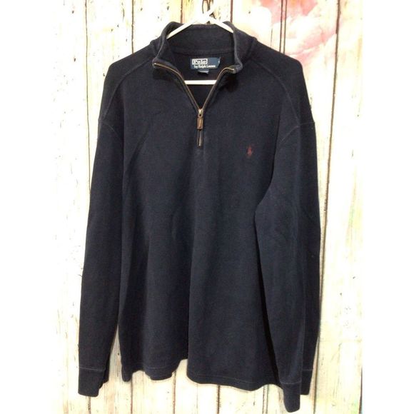 Ralph Lauren 90’s 1/4 Zip Sweater Sweatshirt Size XL Navy 🌴 - Picture 12 of 13